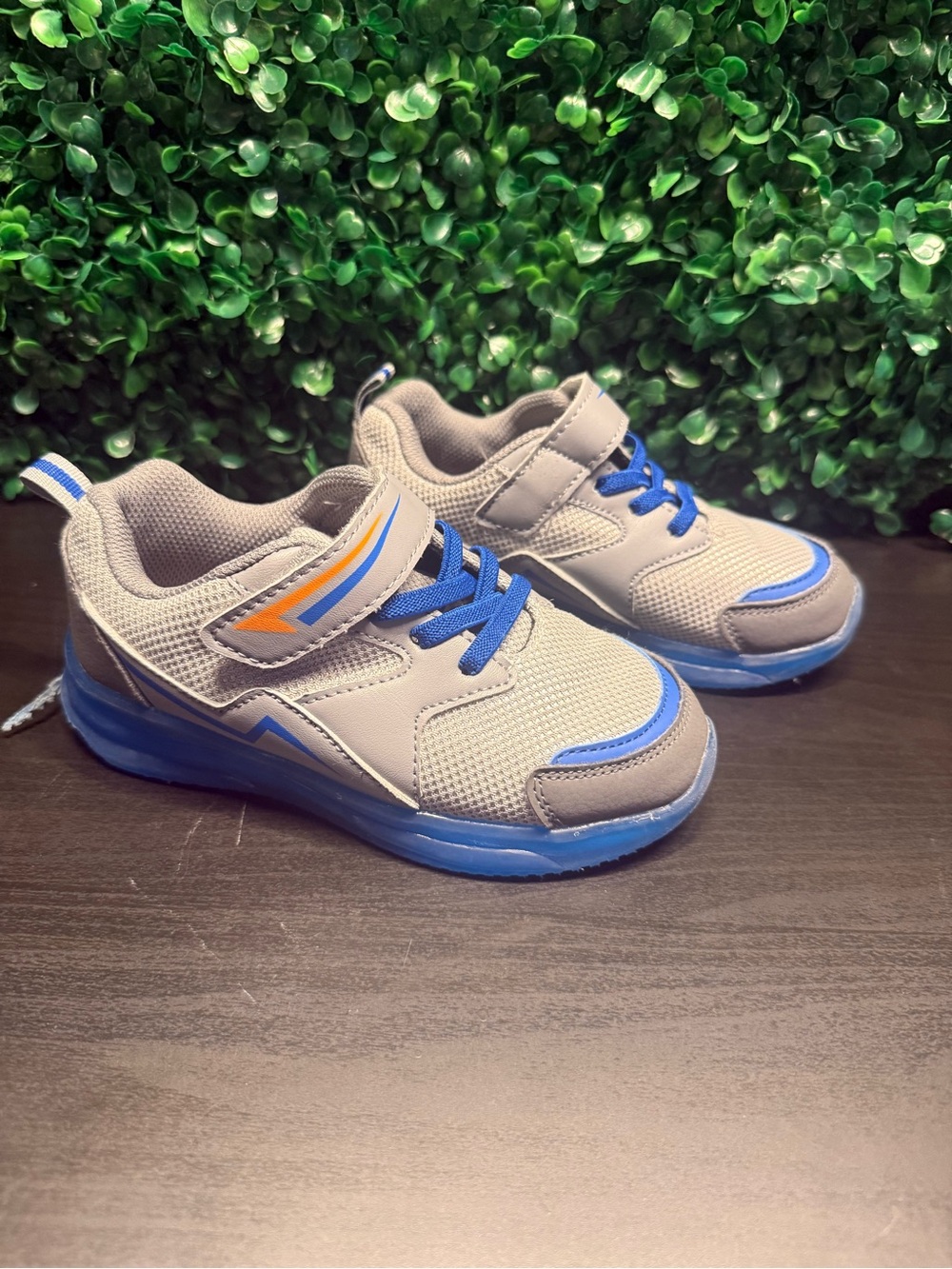 Kids Gray and Blue Light UpAthletic Sneakers